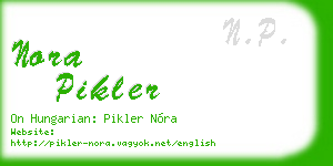 nora pikler business card